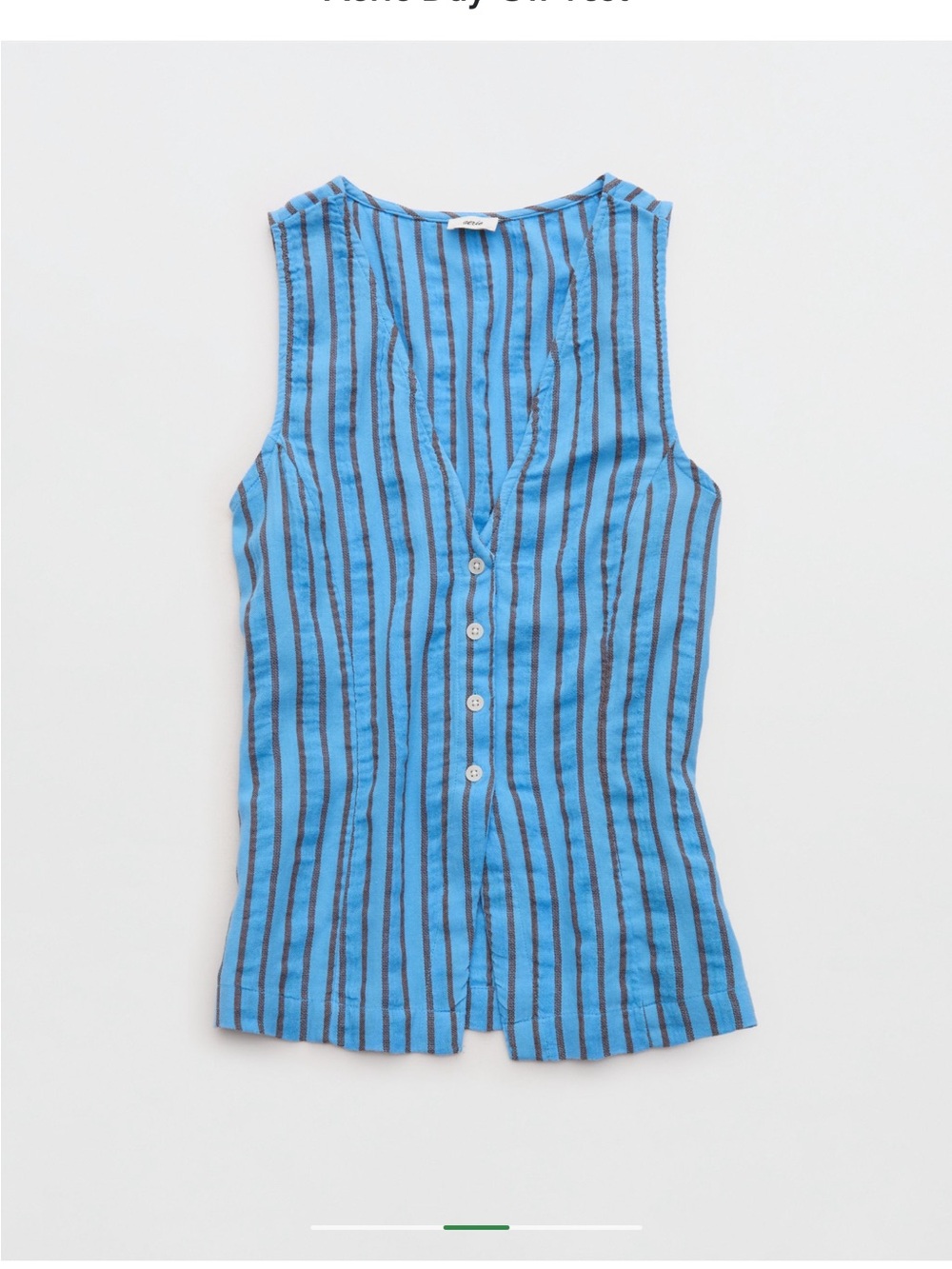 Aerie Day Off Striped Sleeveless Button-Front Top/Vest size Large